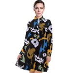 Pattern Design Seamless Texture Long Sleeve Chiffon Shirt Dress