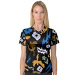 Pattern Design Seamless Texture V-Neck Sport Mesh T-Shirt