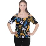 Pattern Design Seamless Texture Cutout Shoulder T-Shirt
