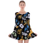 Pattern Design Seamless Texture Long Sleeve Skater Dress