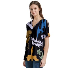 V-Neck Split Shoulder Casual T-Shirt 