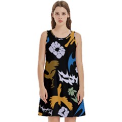 Round Neck Sleeve Casual Dress With Pockets 