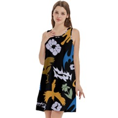 Round Neck Sleeve Casual Dress With Pockets 