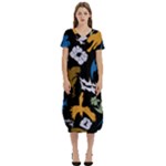 Pattern Design Seamless Texture T-Shirt Midi Dress With Pockets