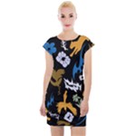 Pattern Design Seamless Texture Cap Sleeve Bodycon Dress
