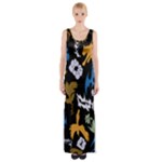 Pattern Design Seamless Texture Thigh Split Maxi Dress