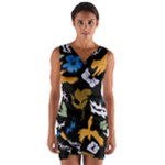 Pattern Design Seamless Texture Wrap Front Bodycon Dress