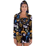 Pattern Design Seamless Texture Long Sleeve Hooded T-shirt