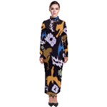 Pattern Design Seamless Texture Turtleneck Maxi Dress