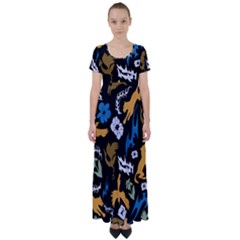 High Waist Short Sleeve Maxi Dress 