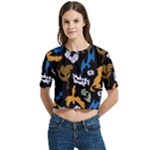 Pattern Design Seamless Texture Women s Round Neck Short Sleeve Crop Top