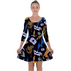 Quarter Sleeve Skater Dress 