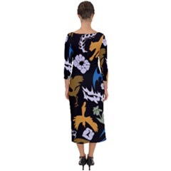 Quarter Sleeve Midi Bodycon Dress 