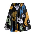Pattern Design Seamless Texture High Waist Skirt