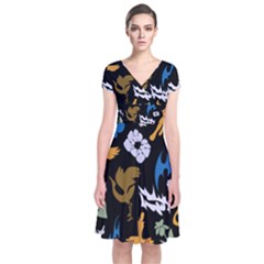 Short Sleeve Front Wrap Dress 