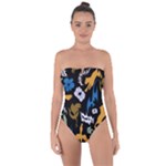 Pattern Design Seamless Texture Tie Back One Piece Swimsuit