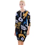 Pattern Design Seamless Texture Quarter Sleeve Hood Bodycon Dress