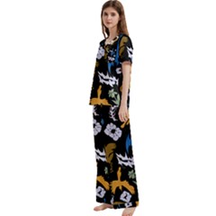 Short Sleeve Satin Pajamas Set With Pockets 