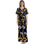 Pattern Design Seamless Texture Short Sleeve Long Pants Satin Pajamas Set