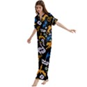 Short Sleeve Long Pants Satin Pajamas Set 