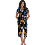 Pattern Design Seamless Texture Short Sleeve 3/4 Length Pants Lounge Set