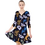 Pattern Design Seamless Texture Quarter Sleeve Front Wrap Dress