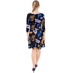 Quarter Sleeve Front Wrap Dress 