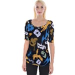 Pattern Design Seamless Texture Wide Neckline T-Shirt