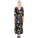 Pattern Design Seamless Texture Quarter Sleeve Wrap Maxi Dress