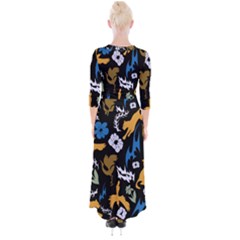 Quarter Sleeve Wrap Maxi Dress 