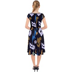 Cap Sleeve Front Wrap Midi Dress 