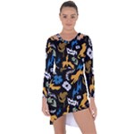 Pattern Design Seamless Texture Asymmetric Cut-Out Shift Dress