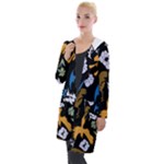 Pattern Design Seamless Texture Hooded Pocket Cardigan