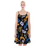 Pattern Design Seamless Texture Spaghetti Strap Velvet Dress