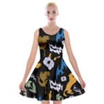 Pattern Design Seamless Texture Velvet Skater Dress