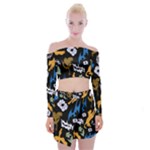 Pattern Design Seamless Texture Off Shoulder Top with Mini Skirt Set