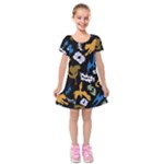 Pattern Design Seamless Texture Kids  Short Sleeve Velvet Dress