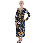 Pattern Design Seamless Texture Velvet Maxi Wrap Dress