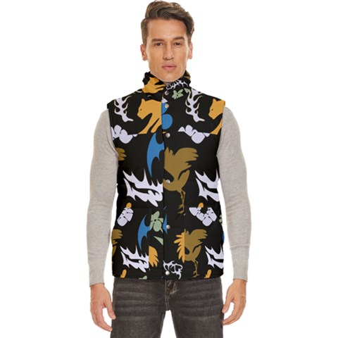 Pattern Design Seamless Texture Men s High Neck Button Up Puffer Vest from ArtsNow.com