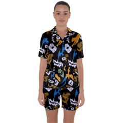 Satin Short Sleeve Pajamas Set 