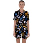 Pattern Design Seamless Texture Satin Short Sleeve Pajamas Set