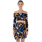 Pattern Design Seamless Texture Off Shoulder Top with Skirt Set