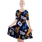 Pattern Design Seamless Texture Quarter Sleeve A-Line Dress