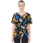 Pattern Design Seamless Texture V-Neck Dolman Drape Top