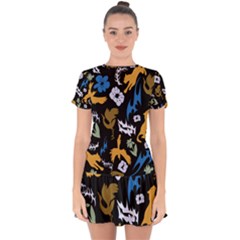 Drop Hem Mini Chiffon Dress 