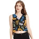 Pattern Design Seamless Texture V-Neck Cropped Tank Top