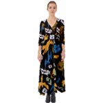 Pattern Design Seamless Texture Button Up Boho Maxi Dress