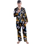 Pattern Design Seamless Texture Men s Long Sleeve Satin Pajamas Set