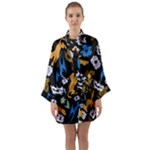 Pattern Design Seamless Texture Long Sleeve Satin Kimono