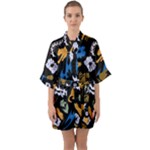 Pattern Design Seamless Texture Half Sleeve Satin Kimono 